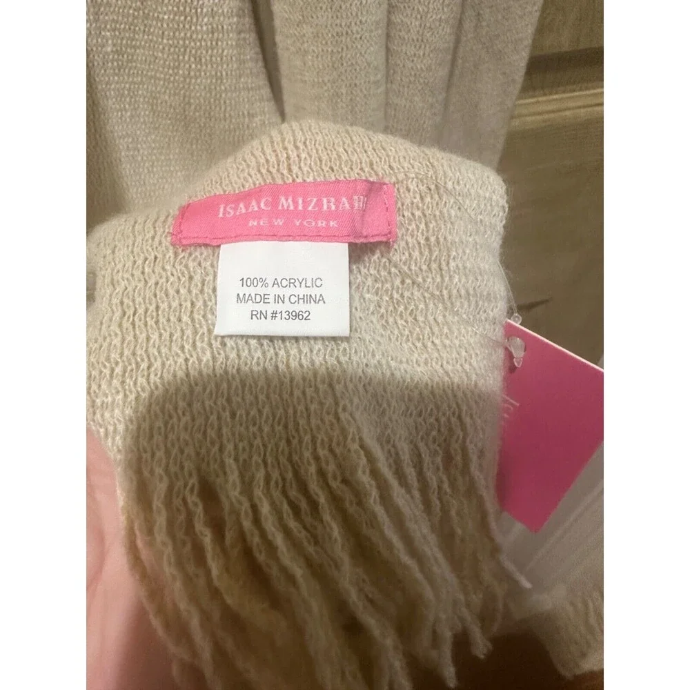 NWT Isaac Mizrahi Soft yellow & cream double sided brushed scarf